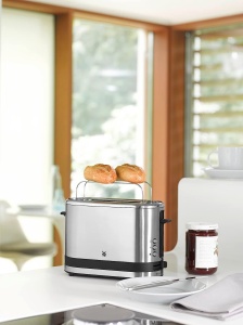WMF Kitchen Minis, prajitor de paine cu 1 felie, fanta lunga, paine prajita XXl, mini prajitor de paine cu atasament pentru chifle, 7 niveluri de rumenire, protectie la supraincalzire 600W, otel inoxidabil mat - Img 2
