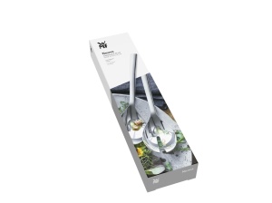 WMF Nuova salate din otel inoxidabil 25 cm, mic, furculita de salata si lingura de servire, Cromargan din otel inoxidabil lustruit, lucios, poate fi spalat in masina de spalat vase - Img 5