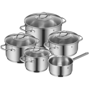 WMF Provence Plus Set de oale cu inductie 5 bucati, Set de oale de gatit cu capac de sticla, Cromargan din otel inoxidabil lustruit, Set de oale neacoperite