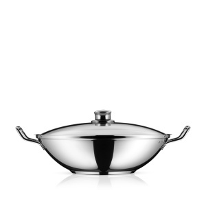 Wok din inox WMF Party Taiwan 36 cm, cu capac si gratar