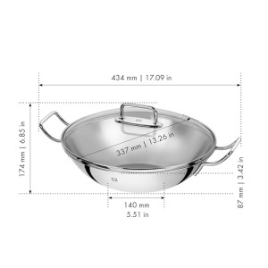Wok din inox Zwilling Plus O32cm cu capac de sticla si gratar compatibil inductie - Img 4