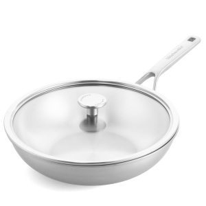 Wok din otel inoxidabil KitchenAid MultiPly, 28 cm, cu capac din sticla - Img 1