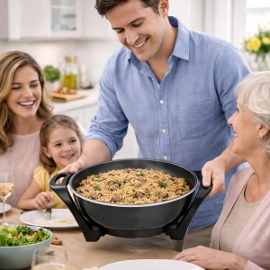 Wok electric Beper P101COS100, 1500 W, 33 cm, capacitate 5 litri - Img 6