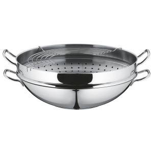 Wok WMF Macao 36 cm, Cromargan inox, 4.5L, cu capac din sticla - Img 4