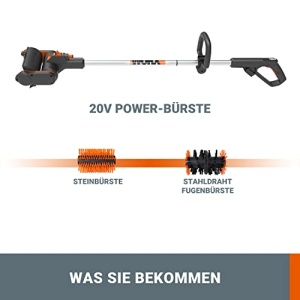 WORX WG441E.9 Perie multipla fara fir 20V - perie de suprafata multifunctionala pentru curatarea suprafetelor de piatra si lemn si indepartarea buruienilor - conexiune de apa integrata - compatibil PowerShare - fara baterie si incarcator - Img 11