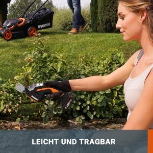 WORX WG801E.9 - Foarfece fara fir pentru iarba si arbusti 20V PowerShare, foarfece 3 in 1 cu diferite accesorii pentru lame - foarfece de 20 cm, masina de tuns arbusti de 12 cm, cutit de iarba de 10 cm - fara baterie si incarcator - Img 5