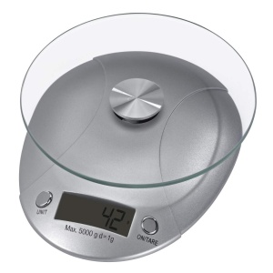 Xavax Cantar de bucatarie digital, precis, cu suprafata de cantarire detasabila din sticla securizata, Pana la 5 kg, Milla, Argintiu