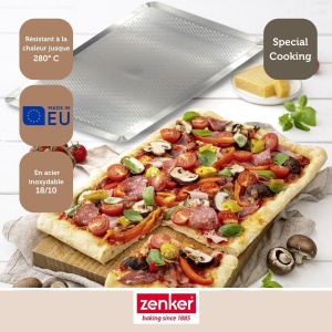 Zenker 1540350 Tava de copt Tava de copt din aluminiu perforat Tava de copt Aluminiu perforat gri 40 x 30 x 1,5 cm - Img 6