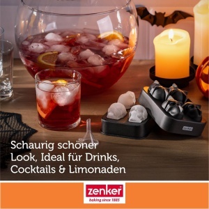 Zenker Eiswurfelformer Totenkopf Set 4 Forme Halloween Silikon Negru - Img 6