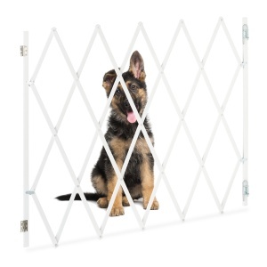 Zid de protectie pentru caini Relaxdays, extensibil 17-130 cm, inaltime 87,5-100 cm, bambus alb
