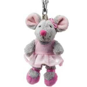 Acessoriu Plusat Ballett-Maus Schaffer 0242 - 11 cm - GriRoz - Cu Karabiner - Img 2