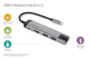 Adaptor USB-C USB 3.1 GEN 1/USB 3.0 x 2/HDMI/RJ45, 49141 - Img 2