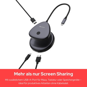 Adaptor wireless HDMI Verbatim Share My Screen 4K, USB-C, compact, cu hub - Img 3