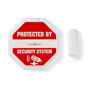 Alarm pentru feronerie Nedis, ultradun, alb, cu senzor magnetic, 2 baterii CR2032 - Img 1