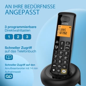 ALCATEL E260 S. Voice Duo - Telefon DECT fara fir cu robot telefonic - Afisaj mare iluminat din spate - Functie hands-free - Blocarea apelurilor nedorite - 2 telefoane - Negru - Img 3