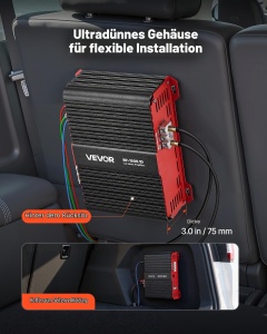 Amplificator auto VEVOR BP-1500.1D, 1500 W RMS, 124 Ohm, cu control de bass - Img 5