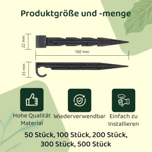 Ancore pentru furtun de gradina GARDENIX - Set 100 bucati, 16mm, plastic UV rezistent - Img 2