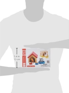 Animale de companie Hape pentru intreaga familie din lemn pentru case de papusi Adaugare la casa de papusi din lemn cu prietenii animalelor vesele caine, pisica, iepure si accesorii - Img 2
