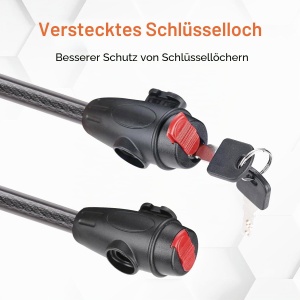 Antifurt Bicicleta GRIFEMA cu 2 Chei, 120cm12mm, Negru, Siguranta Ridicata - Img 7