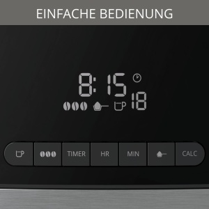 Aparat de cafea Krups KM8328 Grind Aroma cu rasnita | Cronometru de 24 de ore | Recipient de 180 g fasole | Capacitate de 1,25 L pentru pana la 15 cesti de cafea | Functie de oprire automata | 3 macinari | Negru - Img 3