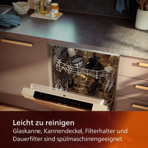 Aparat de cafea Philips All-in-1 - rasnita conica integrata pentru cafea proaspat macinata - recipient pentru boabe Duo, ulcior de sticla de 1,25 L, reglare individuala a intensitatii (HD7900/50) - Img 5
