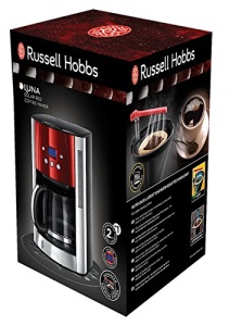 Aparat de cafea Russell Hobbs [cronometru digital, cap de dus pentru extractie si aroma optime] Rosu Luna (max 12 cani, ulcior de sticla de 1,5 l, placa de incalzire, 1000 W) Filtru de cafea 23240-56 - Img 2
