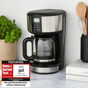 Aparat de cafea Russell Hobbs [temporizator digital, cap de dus pentru extractie si aroma optime] Buckingham (max 10 cani, ulcior de sticla de 1,25 l, placa de incalzire, 1000 W) Filtru de cafea 20680-56 - Img 2