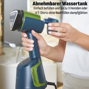 Aparat de calcat vertical Tefal Aero Steam 1400W Abur 20 gmin Rezervor 100 ml AlbastruVerde - Img 9