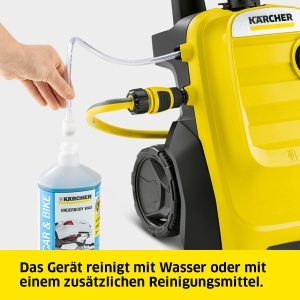 Aparat de curatat cu inalta presiune compact Karcher K 4, presiune: max. 130 bari, debit: 420 l/h, capacitate suprafata: 30 m2/h, filtru de apa, greutate: 11 kg, furtun si pistol de inalta presiune, cutter murdar, lance de pulverizare - Img 6