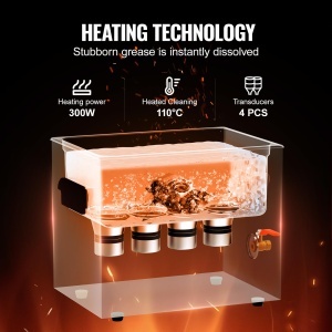 Aparat de curatat cu ultrasunete VEVOR de 10 L cu temporizator de incalzire si cos, Masina profesionala de cavitatie digitala a sunetului, masina de curatat a uneltelor de laborator de 240 W Piese metalice Carburator Alama Piese auto Piese de motor - Img 3