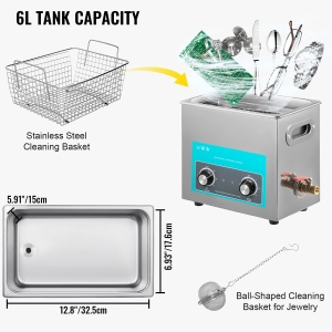 Aparat de curatat ultrasonic VEVOR 6L MH-031HJ cu functie de incalzire si timer - Img 6