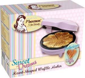 Aparat de facut waffles Bestron ASW217 700W Antiaderent Design Retro Roz - Img 7