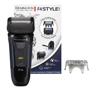 Aparat de ras electric Remington [Aparat de ras umed si uscat | 100% rezistent la apa] Aparat de ras cu folie F4 (aparat de tuns detalii confort + atasament/capac pentru coafator de barba de 3 zile) F4002
