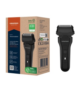 Aparat de ras pentru barbati GRUNDIG MS 6330, timp de functionare de 60 de minute, aparat de tuns par lung pliabil, sistem de taiere de 3 ori, carcasa din 74% plastic reciclat, utilizare la nivel mondial, negru - Img 1