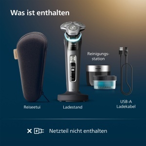 Aparat de ras Philips i9000 Prestige, aparat de ras umed si uscat pentru barbati cu aparat de tuns integrat, gri inchis, senzor de presiune, statie de curatare, statie de incarcare si geanta de calatorie (model XP9202/30) - Img 7