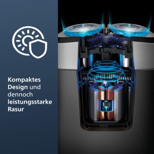 Aparat de ras portabil Philips, aparat de ras electric umed si uscat pentru calatorii, sistem de lame ComfortCut, capete plutitoare 3D, design compact, baterie puternica, model PQ888/06 - Img 5
