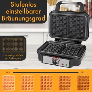 Aparat de vafe ProfiCook(r) pentru vafe belgiene cu 2 suprafete de copt | Fier de vafe Belgiene vafe | suprafata de copt antiaderenta | grad de bronzare selectabil la infinit | Otel inoxidabil | 1000 wati | PC-WA 1240 - Img 2