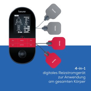 Aparat digital TENS / EMS Beurer EM 59 Heat, aparat de curent de stimulare 4 in 1 pentru terapia durerii, stimularea musculara, masaj si terapie termica, incl. 4 electrozi si baterie reincarcabila - Img 3