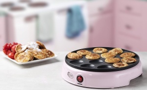 Aparat pentru Poffertjes Bestron APFM700SDP, 800W, culoare roz, design retro - Img 3