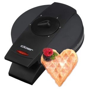 Aparat vafe Cloer 1620 pentru vafe clasice cu inima, 930 W, dimensiune vafe 15,5 cm, grad de rumenire selectabil la infinit, negru - Img 1