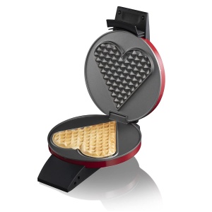 Aparat vafe Cloer 1633V, Ziua Indragostitilor, Ziua Mamei, pentru o inima mare de vafe, acoperire antiaderenta, lampa de copt, functie practica de suport, 930W, carcasa metalica vopsita in rosu - Img 1
