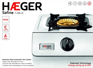 Aragaz portabil HAEGER SAFINE, dublu brenner din bronz, inox, 110 mm - Img 2