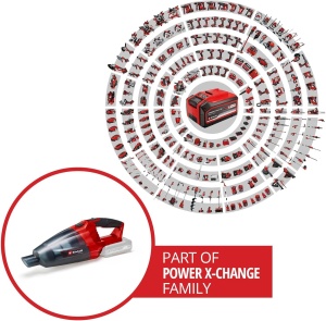 Aspirator de mana fara fir Einhell TE-VC 18 Li-Solo Power X-Change (18 V, putere de aspiratie 42 mbar, colector de praf 540 ml, incl. 3 duze, extensie, suport de perete, fara baterie si incarcator) - Img 2