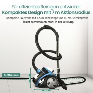 Aspirator Emerio ECO VCE-108278.10, 900W, 2L, NegruAlbastru - Img 7