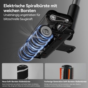 Aspirator fara fir Deerma DEM-T30W 2 in 1 cu detectare a prafului motor de 240 W aspiratie de 23 kPa filtru HEPA perie moale - Img 2
