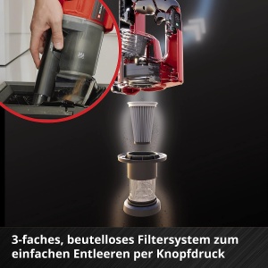 Aspirator fara fir Einhell TE-SV 18 Li-Solo Power X-Change (Li-Ion, 18V, durata de functionare nelimitata datorita sistemului de baterii interschimbabile, fara sac, tehnologie ciclon, mod BOOST, sistem de filtrare de 3 ori) - Img 7