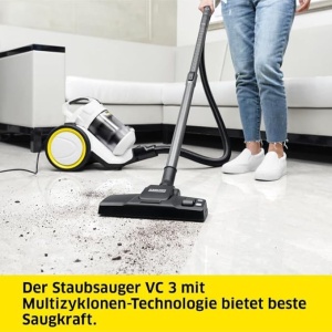 Aspirator fara sac Karcher VC 3, 700W, filtru HEPA 13, recipient 0.9L, galben - Img 2