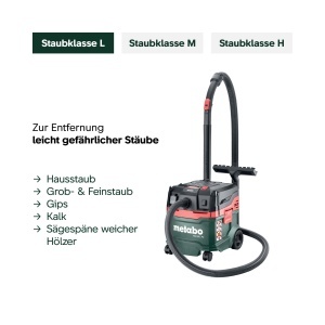 Aspirator Metabo ASA 20 L PC, 1200 W, pentru umed si uscat, Staubklasse L - Img 6