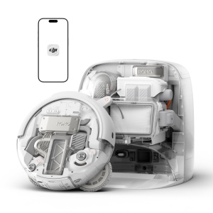 Aspirator robot DJI ROMO P cu functie de spalare, 25000 Pa putere de aspirare, design transparent