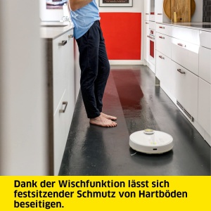 Aspirator robot Karcher RCV 3 cu functie de stergere, control inteligent al aplicatiei, navigatie laser LiDAR, cartografiere, detectarea camerelor si a obstacolelor, 2500 Pa, autonomie de 120 min, pentru podele dure si covoare, alb - Img 4
